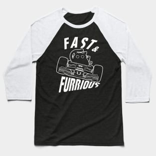 Funny FURRurious car driving Black Cat Baseball T-Shirt